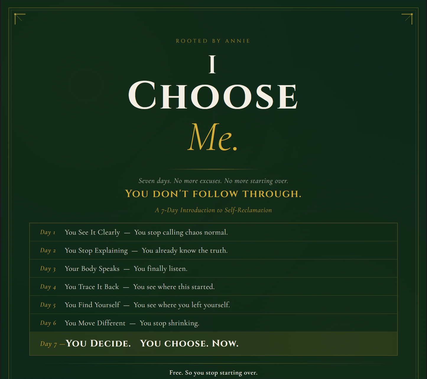 I Choose Me — Stop Starting Over